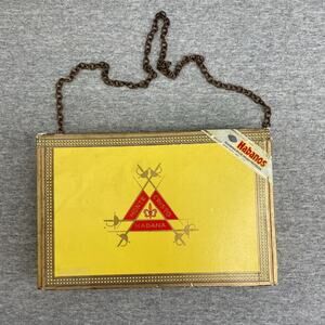 Cigar Box Purse Womens Yellow Wooden Clutch Chain Shoulder Bag Unique Handmade